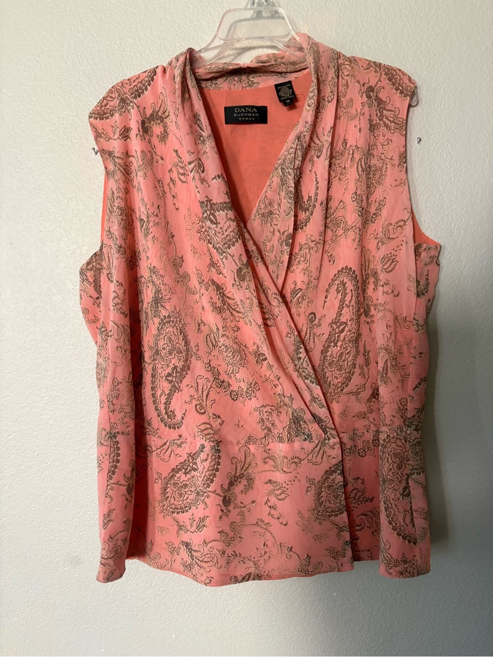 Dana Buchman Paisley Sleeveless Wrap Top sz 18